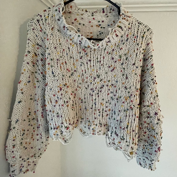 cropped white and colorful sweater 🤩 - Picture 1 of 2
